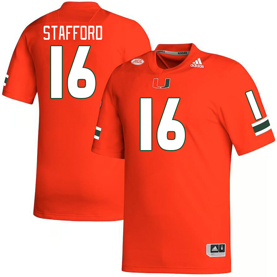 Men #16 Robert Stafford Miami Hurricanes College Football Jerseys Stitched Sale-Orange
